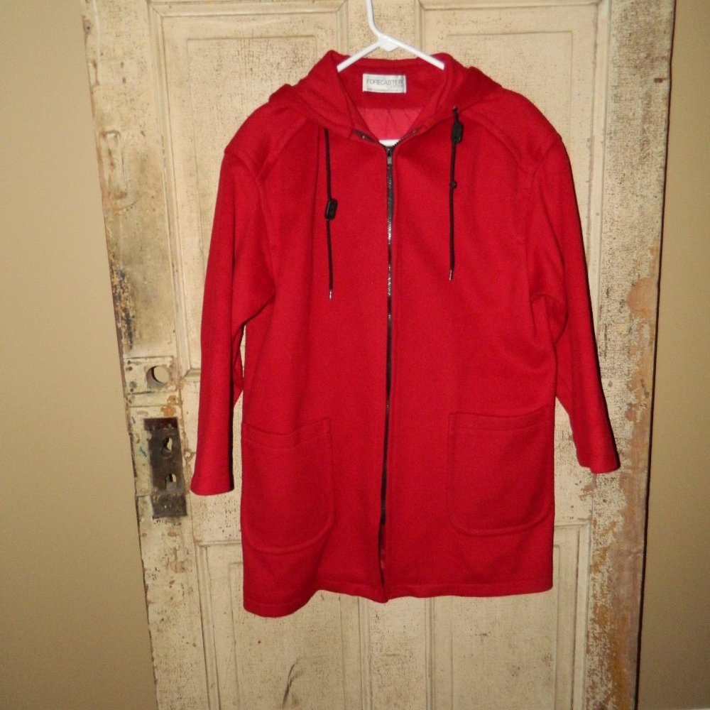 Forecaster of Boston Hooded Zip Front Wool Blend Coat Size 8 (LL-1)